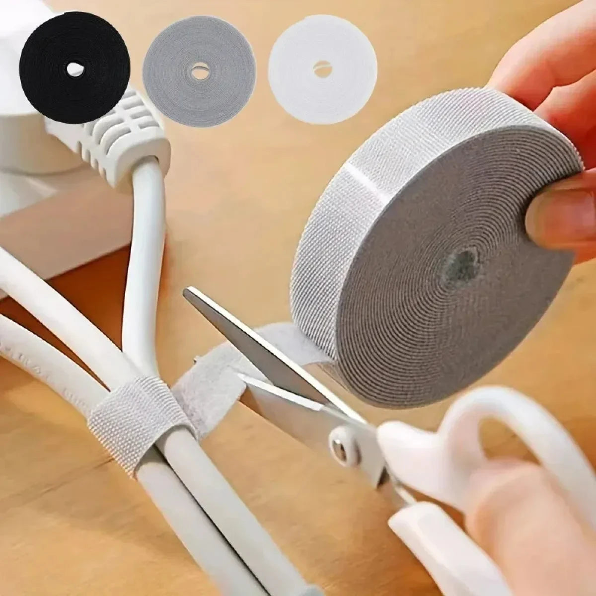 Desk cable tie tape