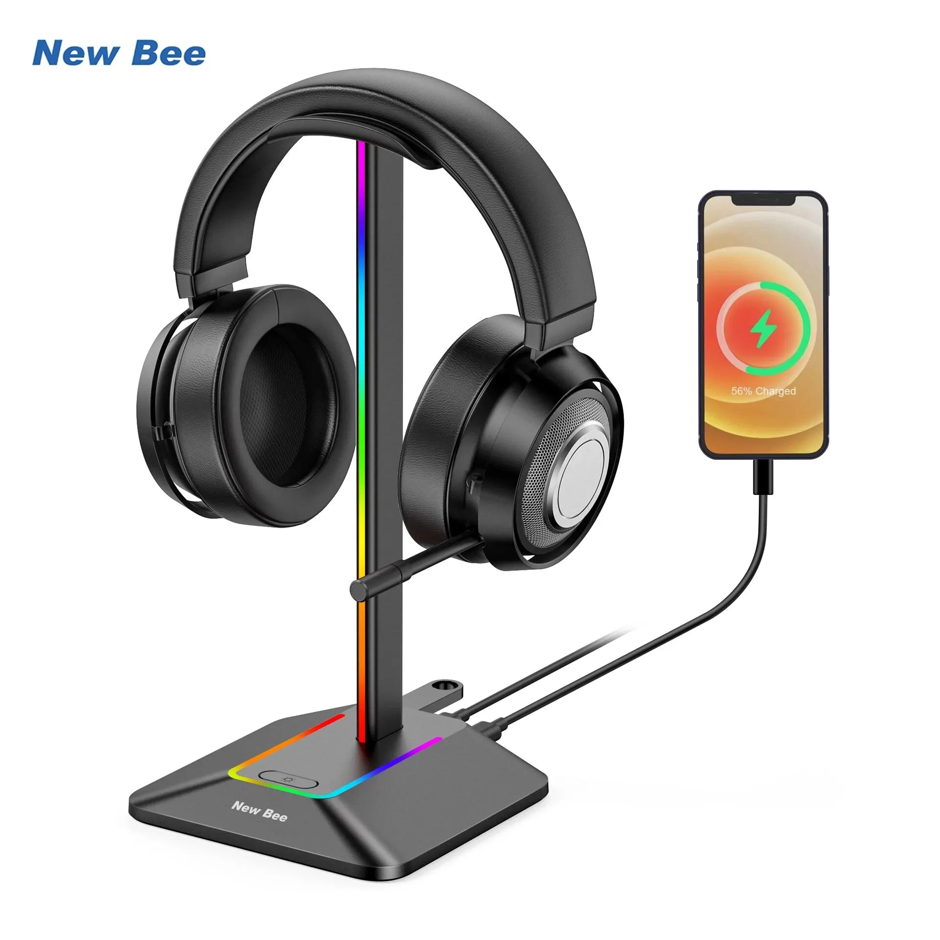 Support casque RGB avec ports USB