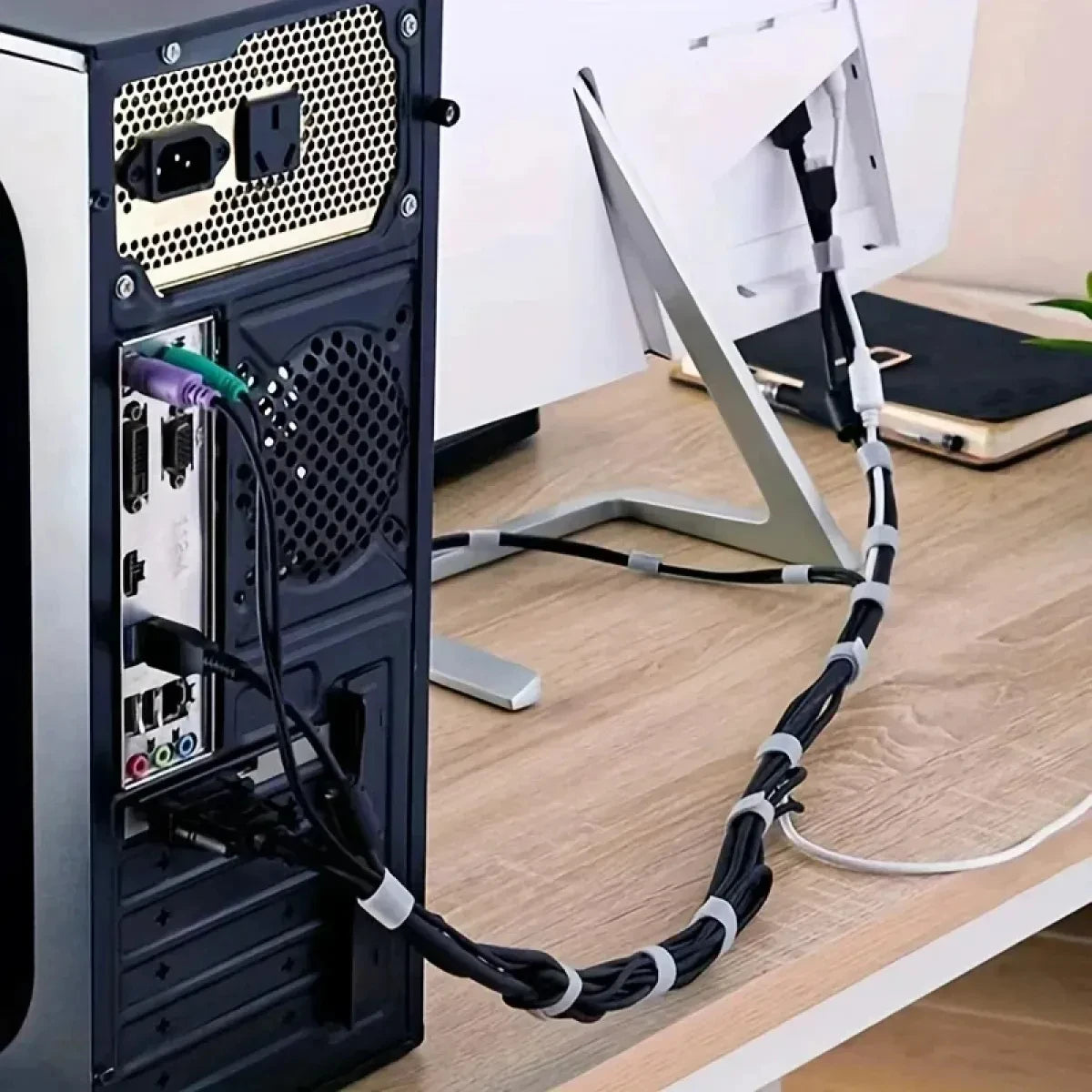 Desk cable tie tape